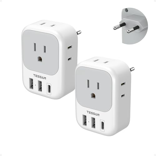 TESSAN 2‑Pack European Plug Adapter